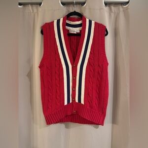 Vintage Norma Red Cable Knit Sweater Vest